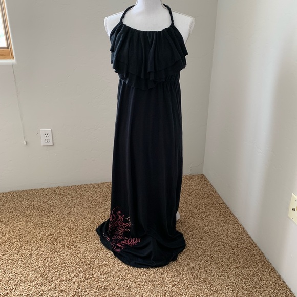 EUC Hang Ten Black Halter Maxi Dress - Picture 1 of 9